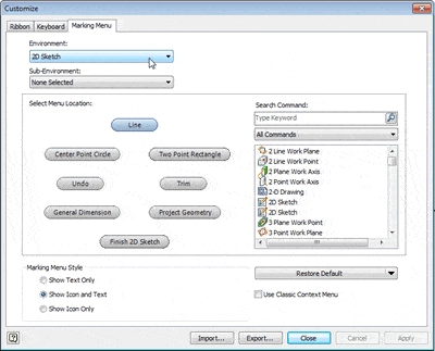 Autodesk Inventor Marking Menu Customization tat21-2