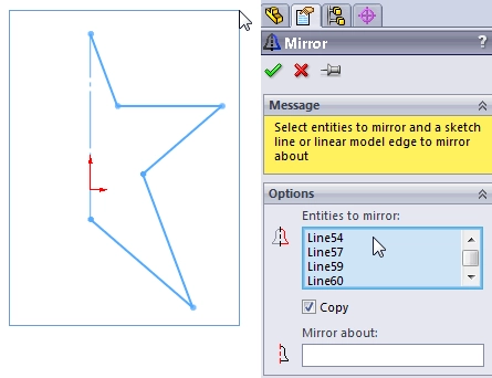 Mirror SolidWorks Sketches Quickly SWTAT1-4-5