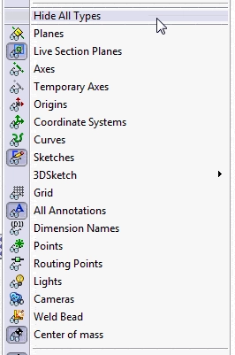 Hide or Show Items in SolidWorks swtat30-2