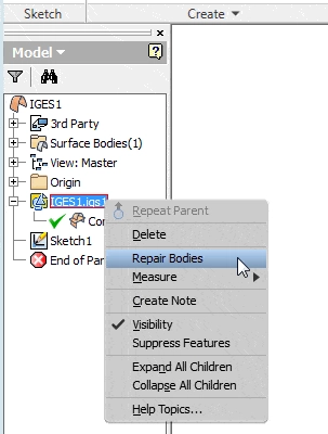 Repairing Imported Inventor Surfaces tat24-2
