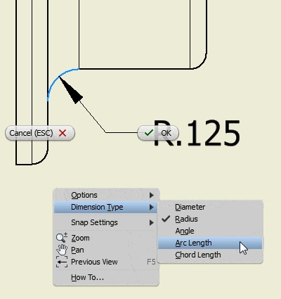 Adding Arc Length Dimensions with Autodesk Inventor tat59-3