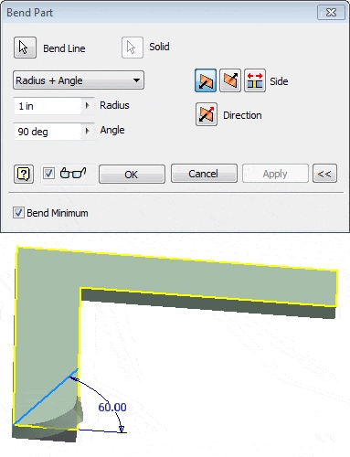 Bend Minimum - Bend Part in Autodesk Inventor tat81-1