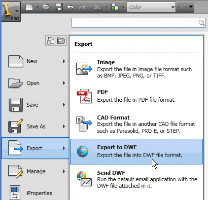 Export to DWF command