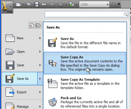Save Copy As command