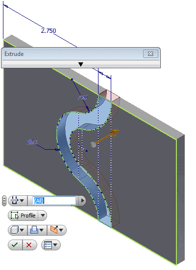 cylindrical-cam cut extruded
