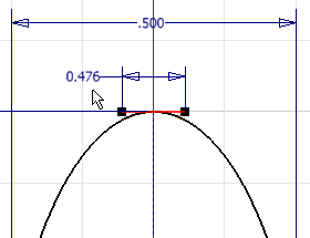 Dimension and horizontal constraint on handle